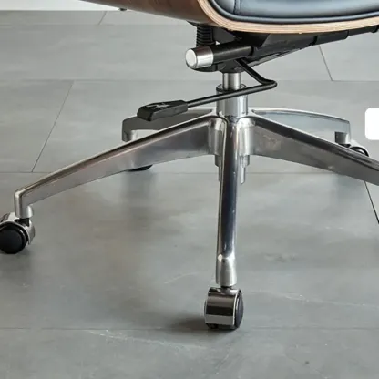 High-Back Black Leather Adjustable Swivel Office Chair Image - 15