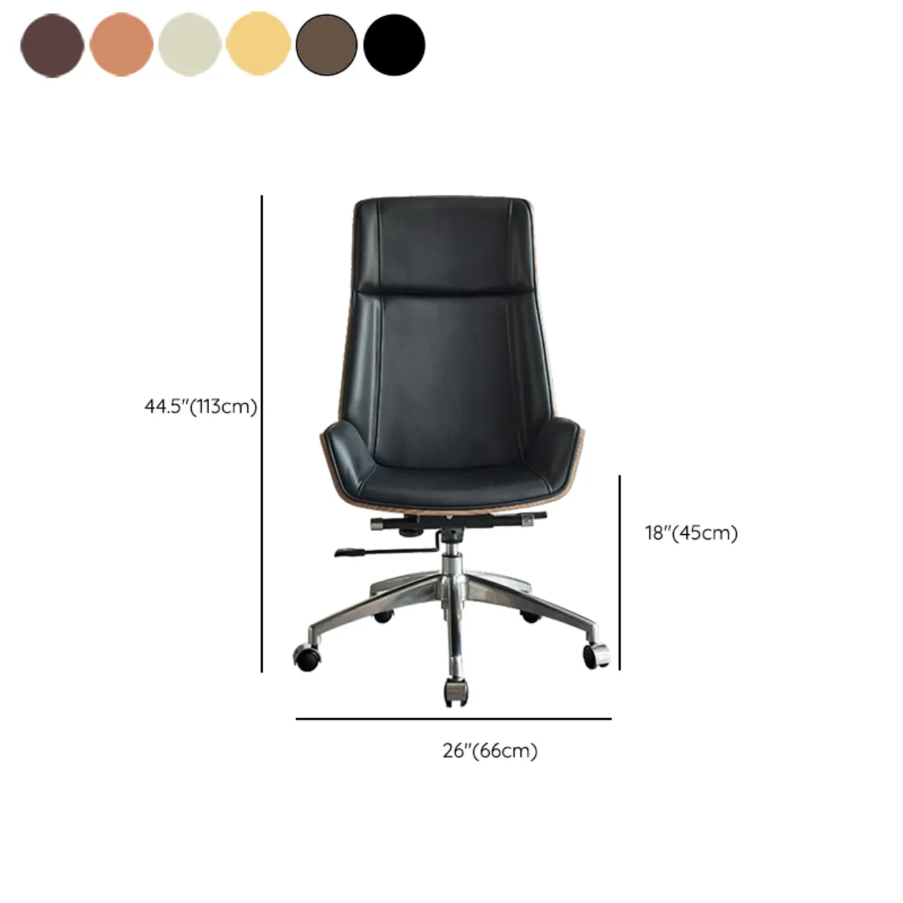 High-Back Black Leather Adjustable Swivel Office Chair #size | homeyfad