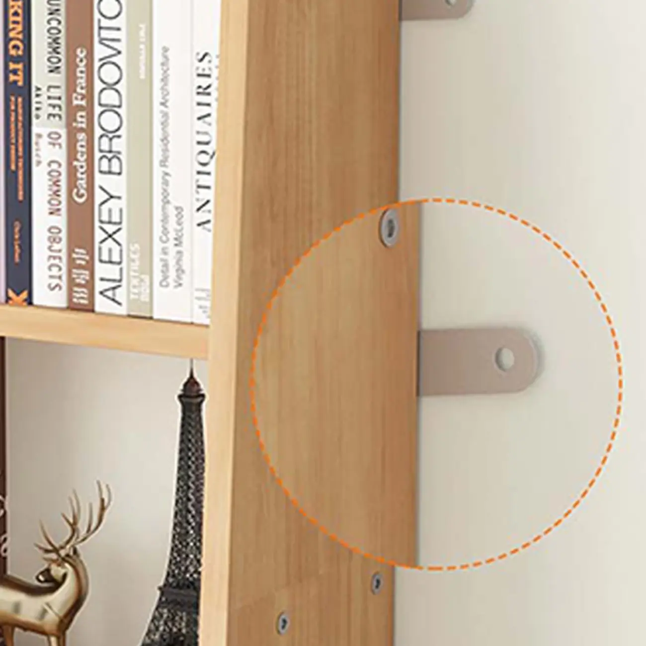 Natural Narrow Multi-Layer Open Back Wooden Bookshelf Image - 9 | homeyfad