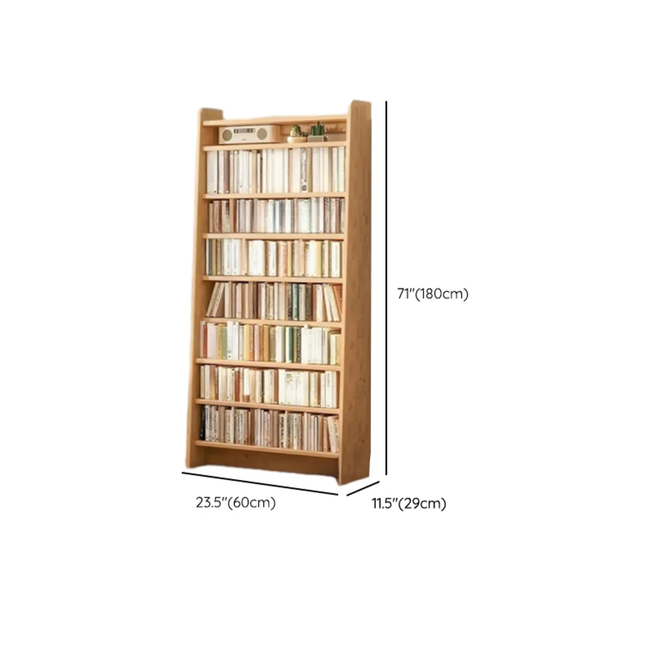 Natural Narrow Multi-Layer Open Back Wooden Bookshelf #size | homeyfad