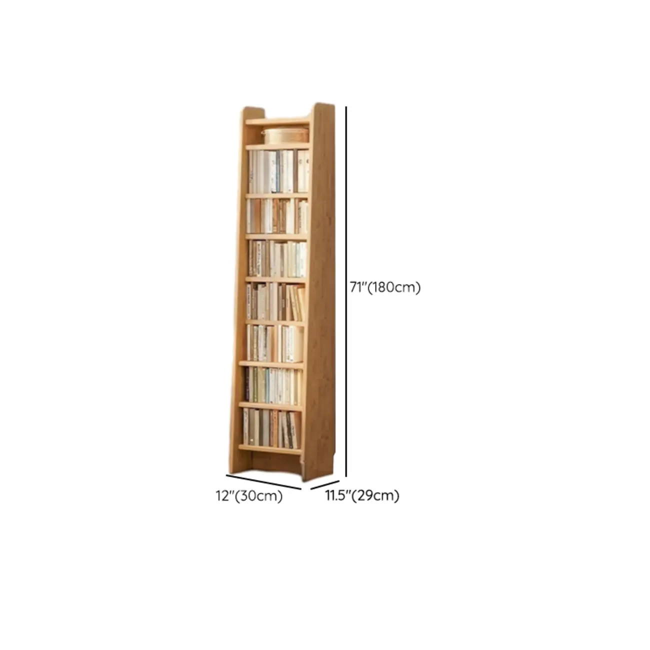 Natural Narrow Multi-Layer Open Back Wooden Bookshelf Image - 16 | homeyfad