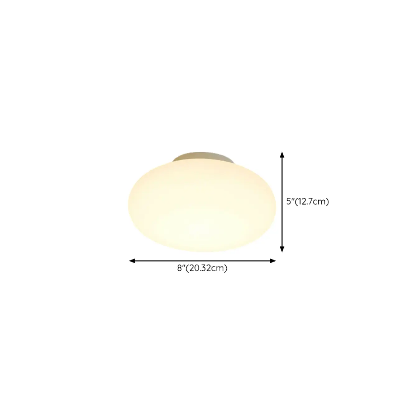 White Drum Glass LED Semi Flush Ceiling Light 3-Gear Dimming #size