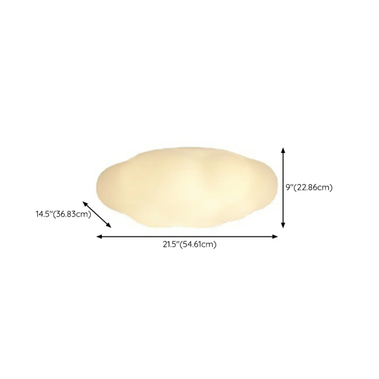 Modern Cloud Shape LED Flush Ceiling Light 3-Gear Dimming #size