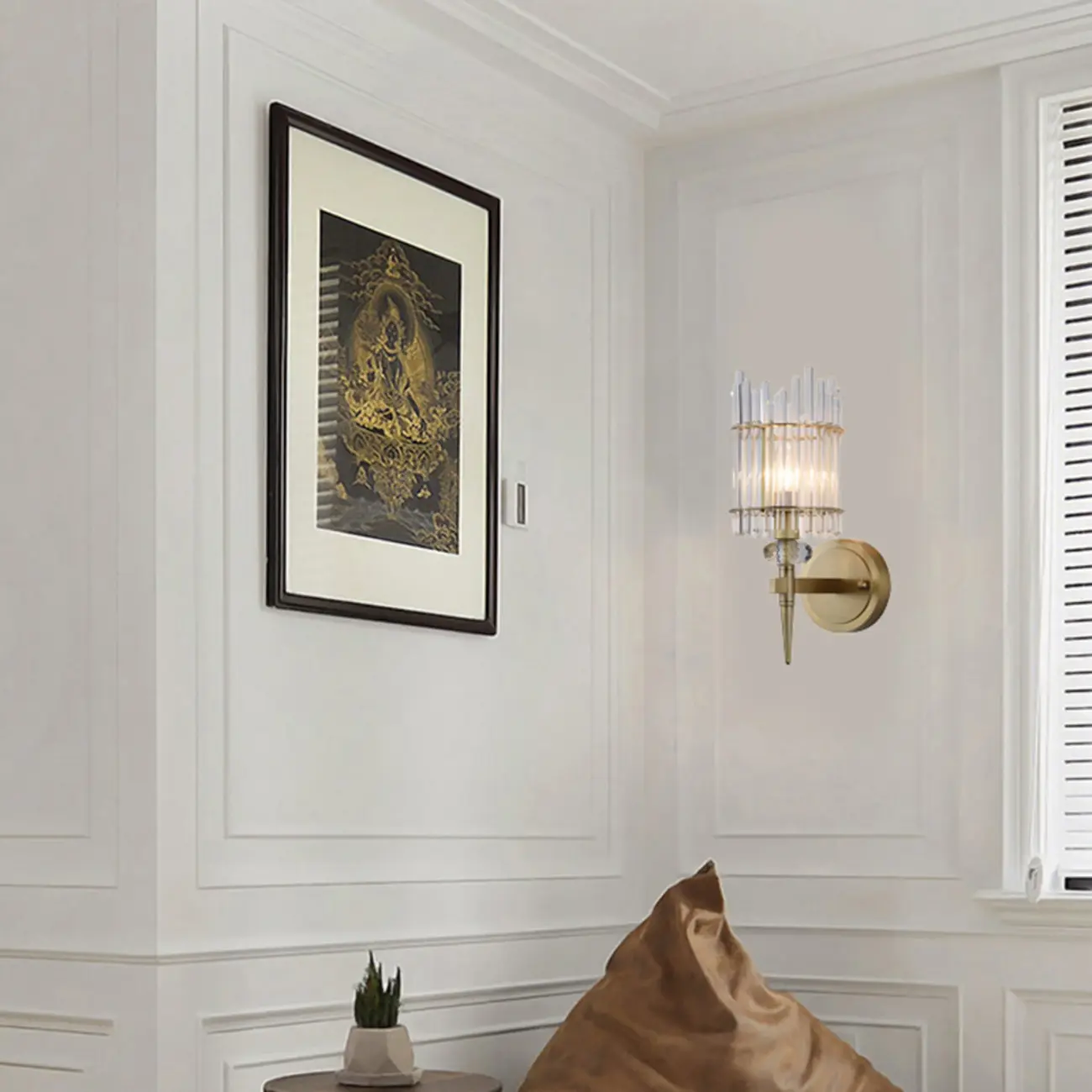 Elegant Gold Glass Wall Sconce with Rotary Switch Image - 1 | homeyfad