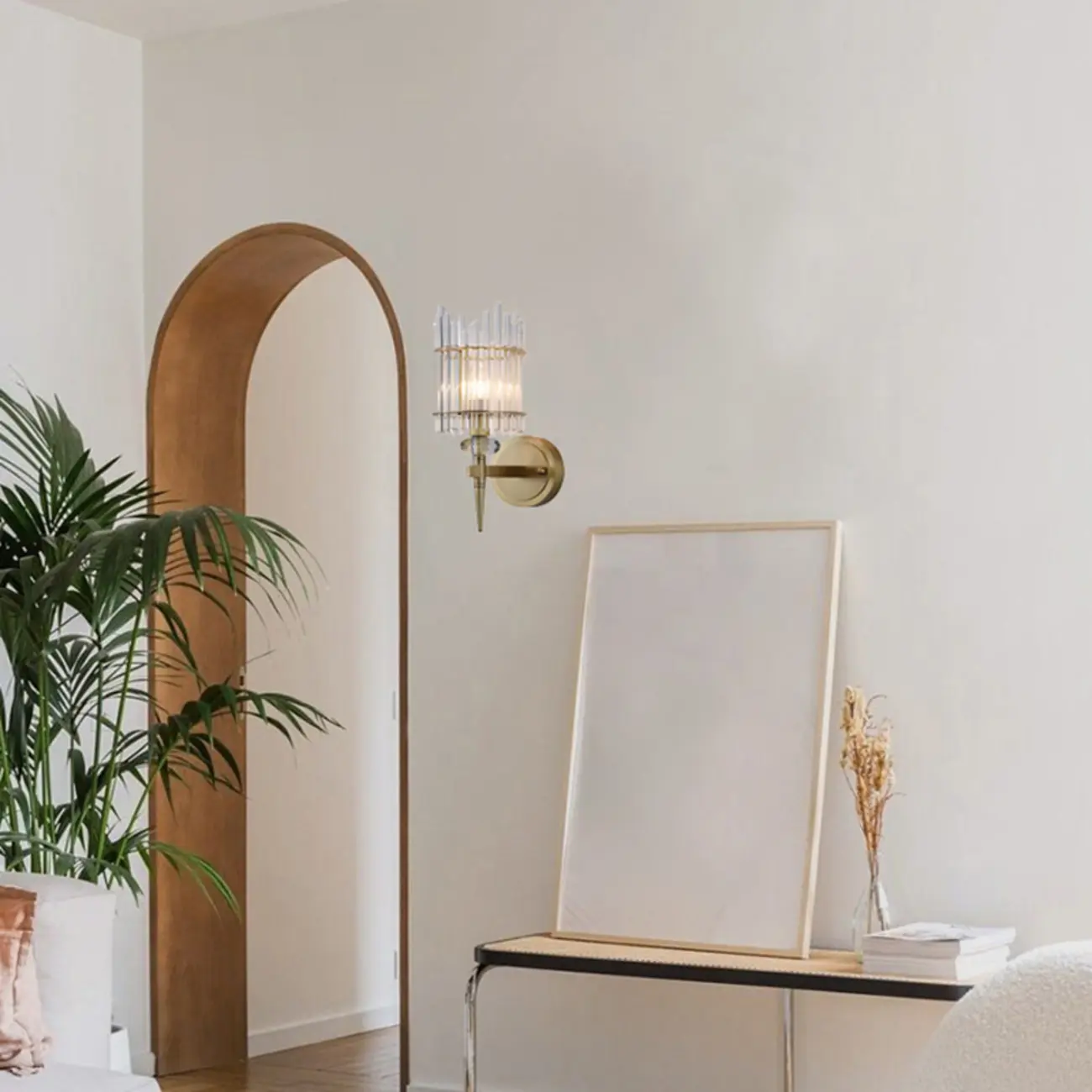 Elegant Gold Glass Wall Sconce with Rotary Switch Image - 2 | homeyfad