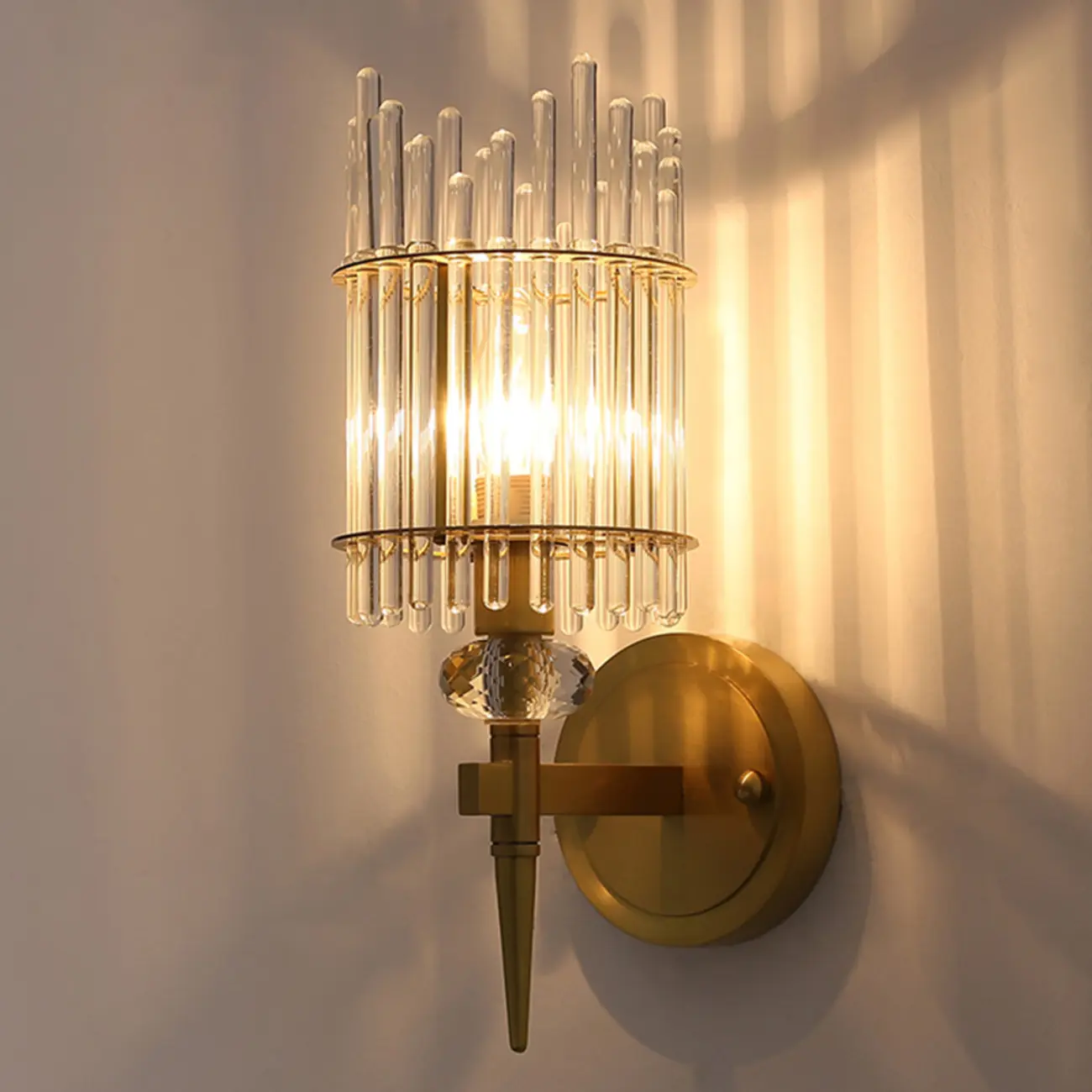 Elegant Gold Glass Wall Sconce with Rotary Switch Image - 3 | homeyfad
