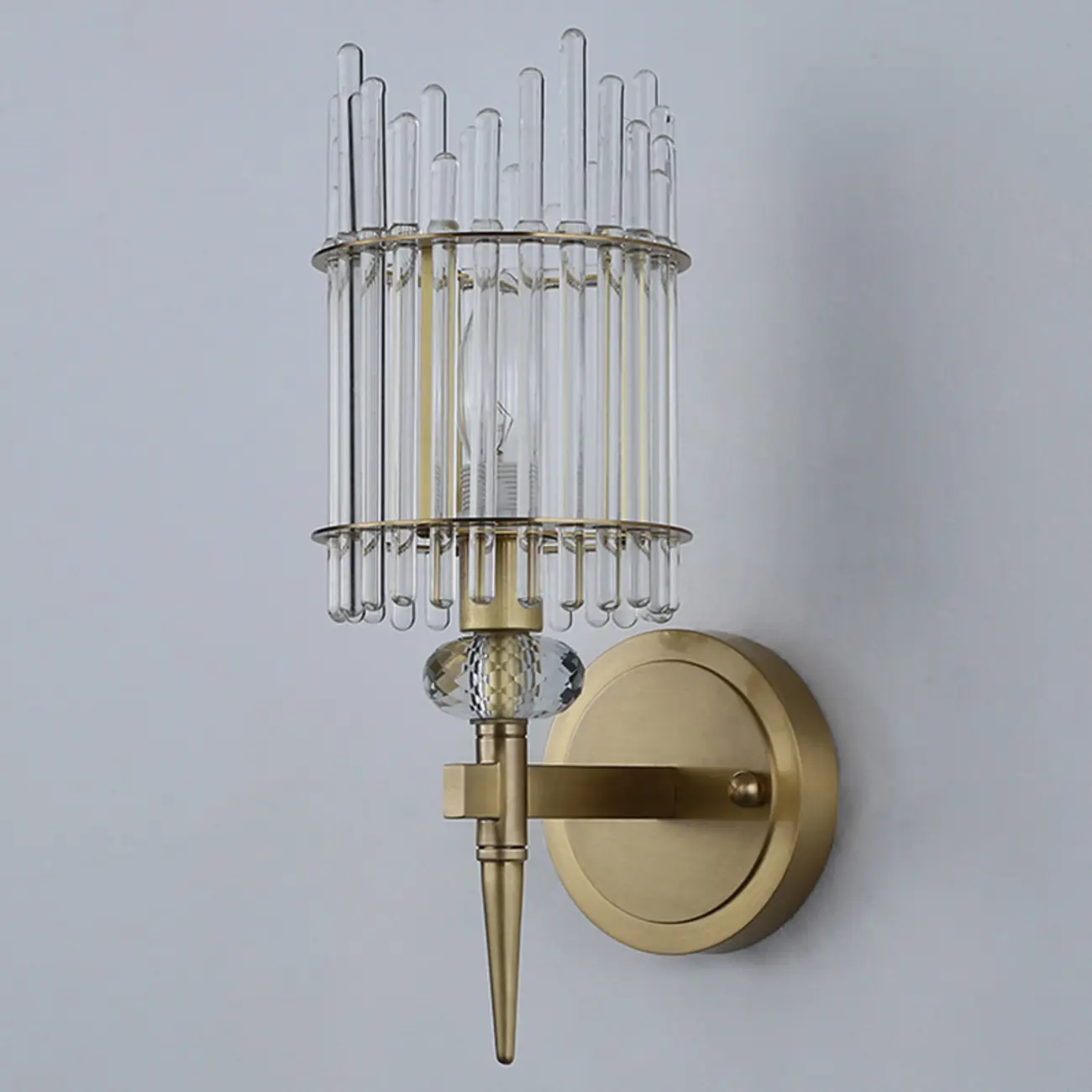 Elegant Gold Glass Wall Sconce with Rotary Switch Image - 5 | homeyfad