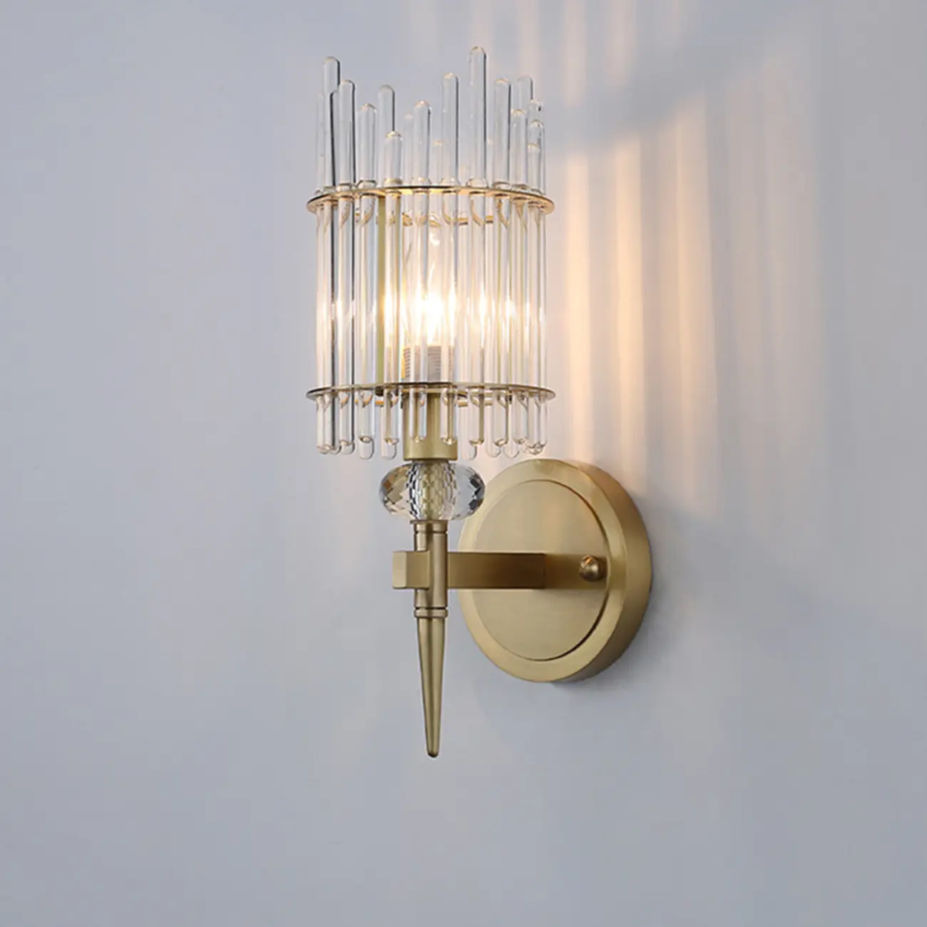 Elegant Gold Glass Wall Sconce with Rotary Switch Image - 6 | homeyfad
