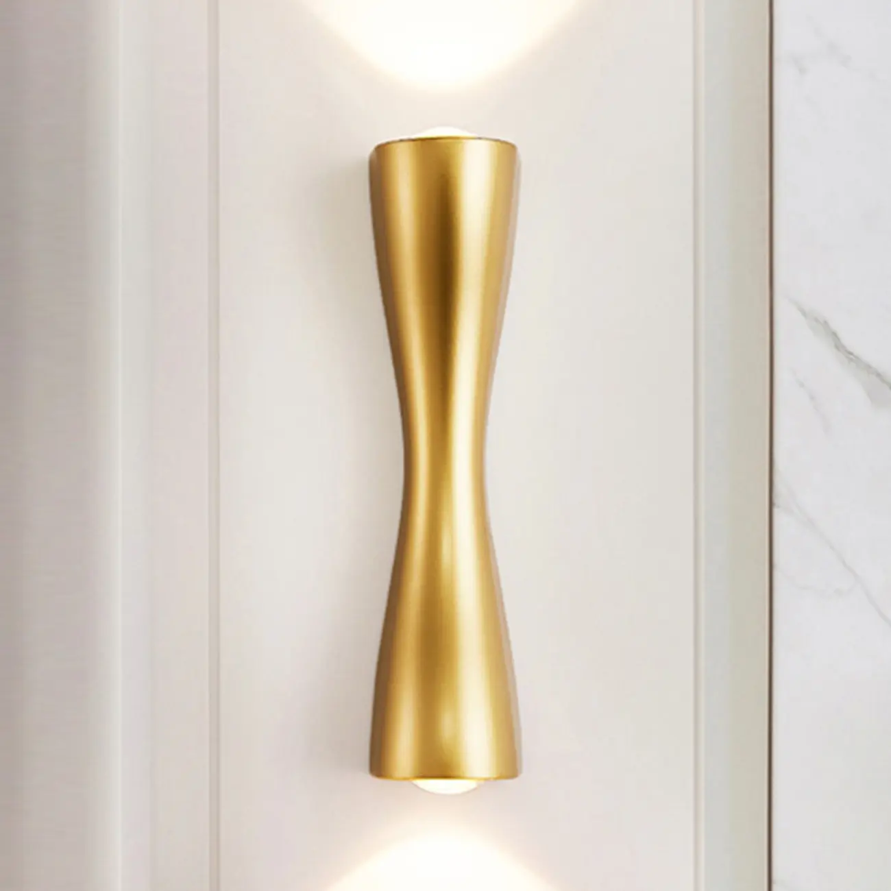 Modern 2-Light Black and Gold Curved Wall Sconce Image - 4 | homeyfad