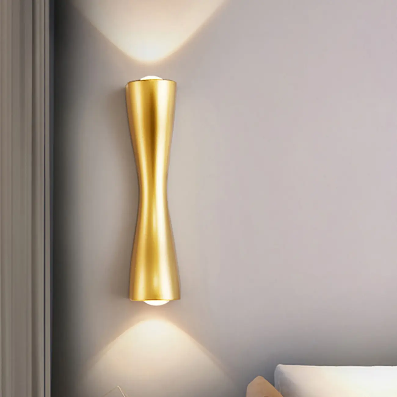Modern 2-Light Black and Gold Curved Wall Sconce Image - 5 | homeyfad