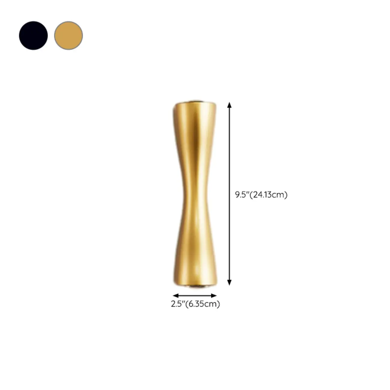 Modern 2-Light Black and Gold Curved Wall Sconce #size