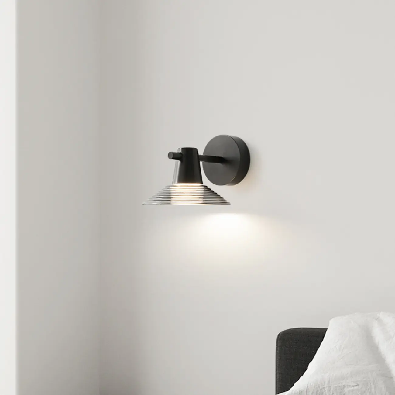 Minimalist Whorl Glass Cone Shade Wall Sconce Image - 1 | homeyfad