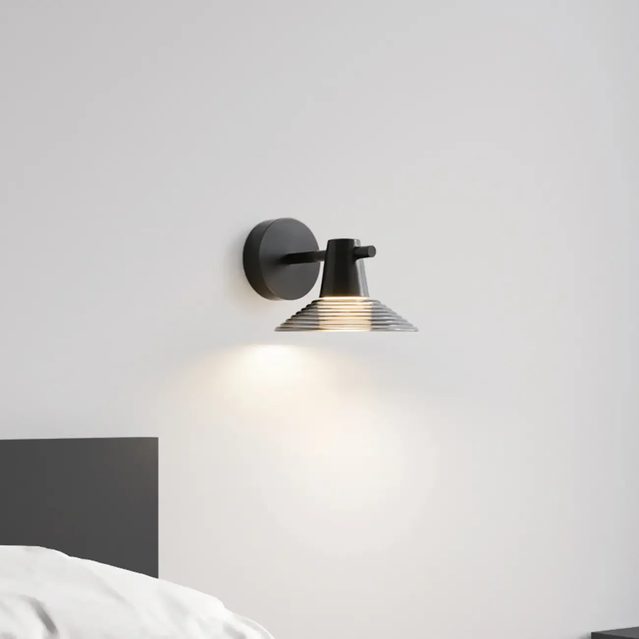 Minimalist Whorl Glass Cone Shade Wall Sconce Image - 10