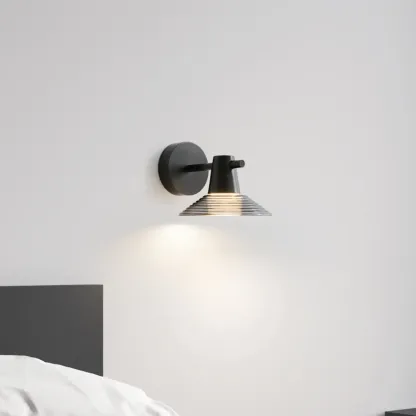 Minimalist Whorl Glass Cone Shade Wall Sconce Image - 10