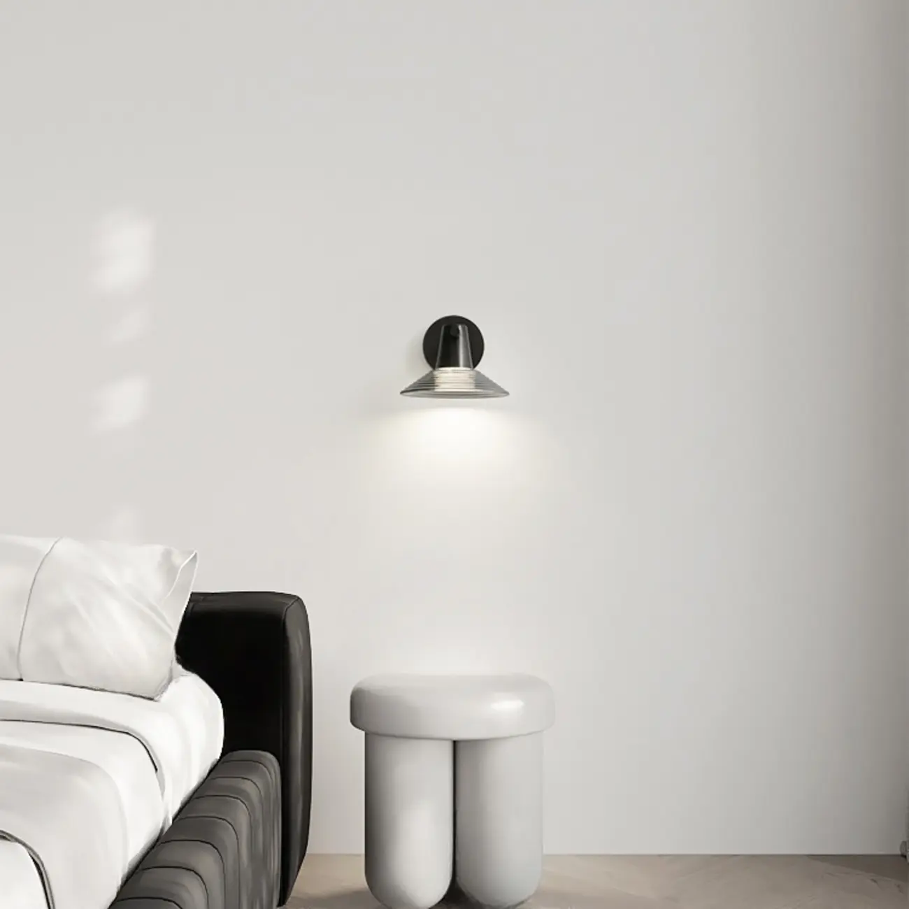 Minimalist Whorl Glass Cone Shade Wall Sconce Image - 7 | homeyfad