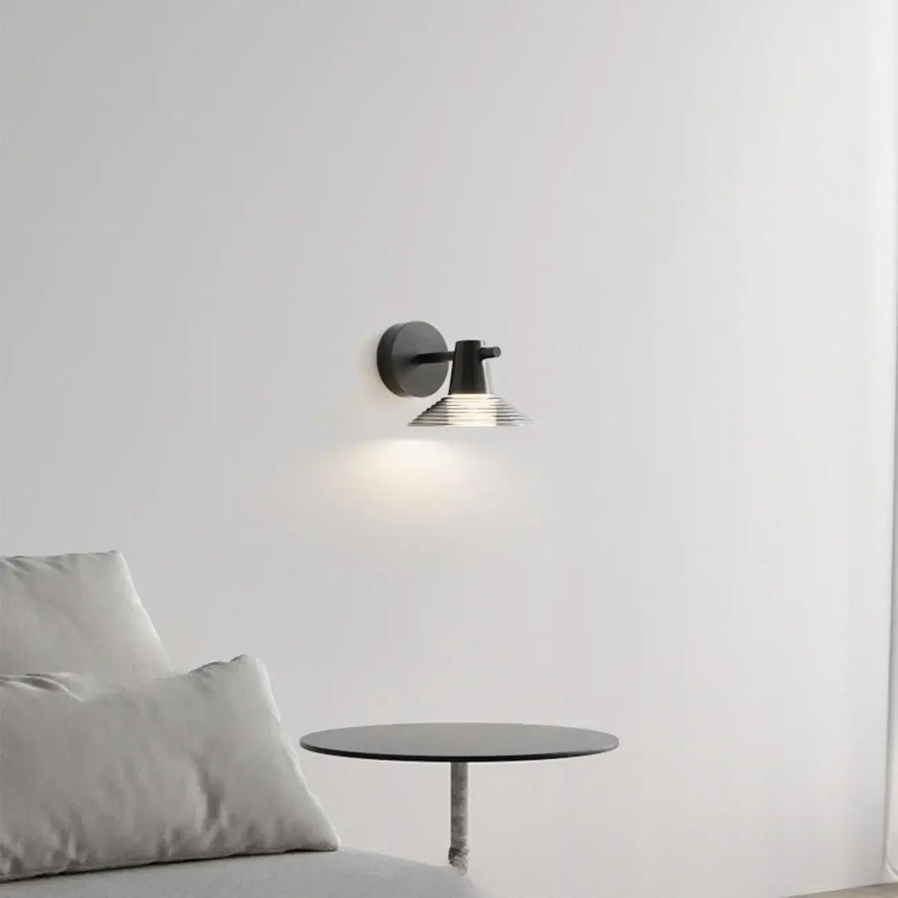 Minimalist Whorl Glass Cone Shade Wall Sconce Image - 6
