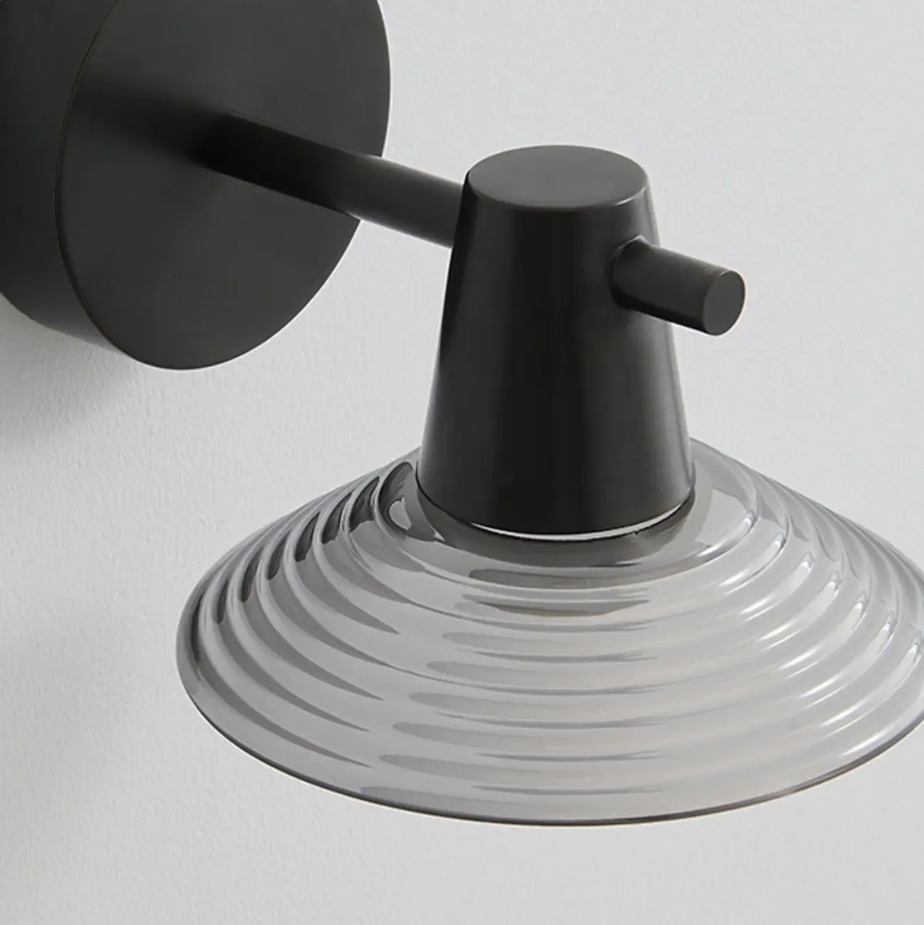 Minimalist Whorl Glass Cone Shade Wall Sconce Image - 2