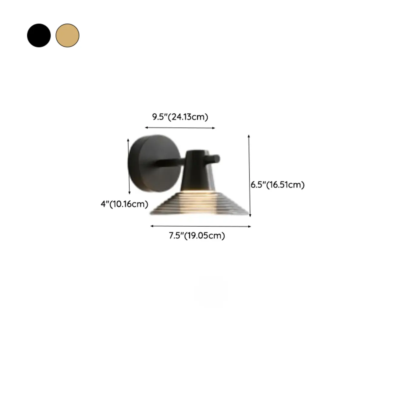 Minimalist Whorl Glass Cone Shade Wall Sconce #size | homeyfad