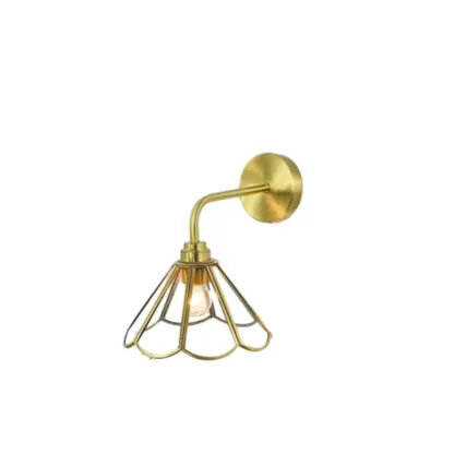 Modern Brass Geometric Glass Wall Light for Living Room Image - 4