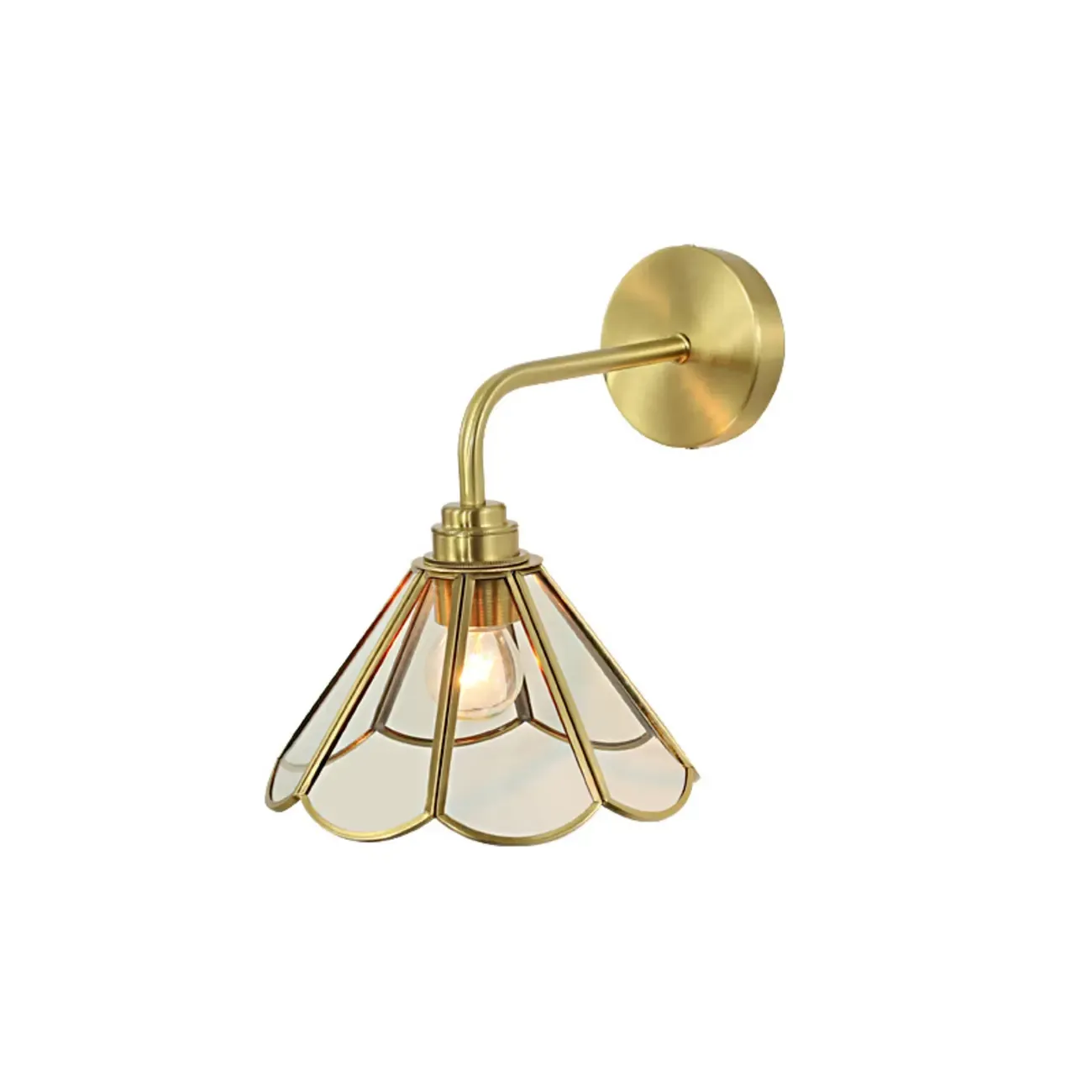 Modern Brass Geometric Glass Wall Light for Living Room Image - 8