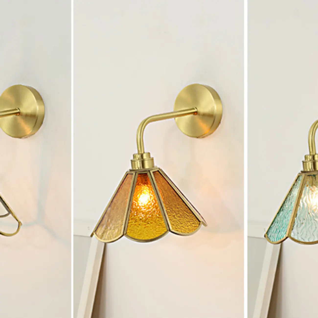 Modern Brass Geometric Glass Wall Light for Living Room Image - 11 | homeyfad