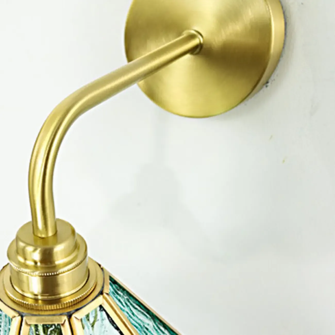 Modern Brass Geometric Glass Wall Light for Living Room Image - 12