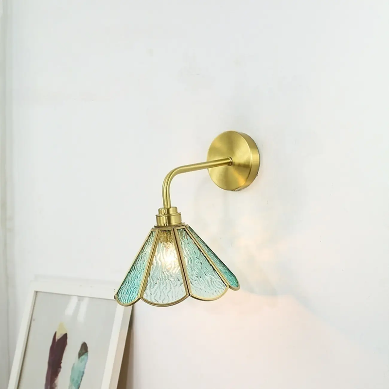 Modern Brass Geometric Glass Wall Light for Living Room Image - 13 | homeyfad