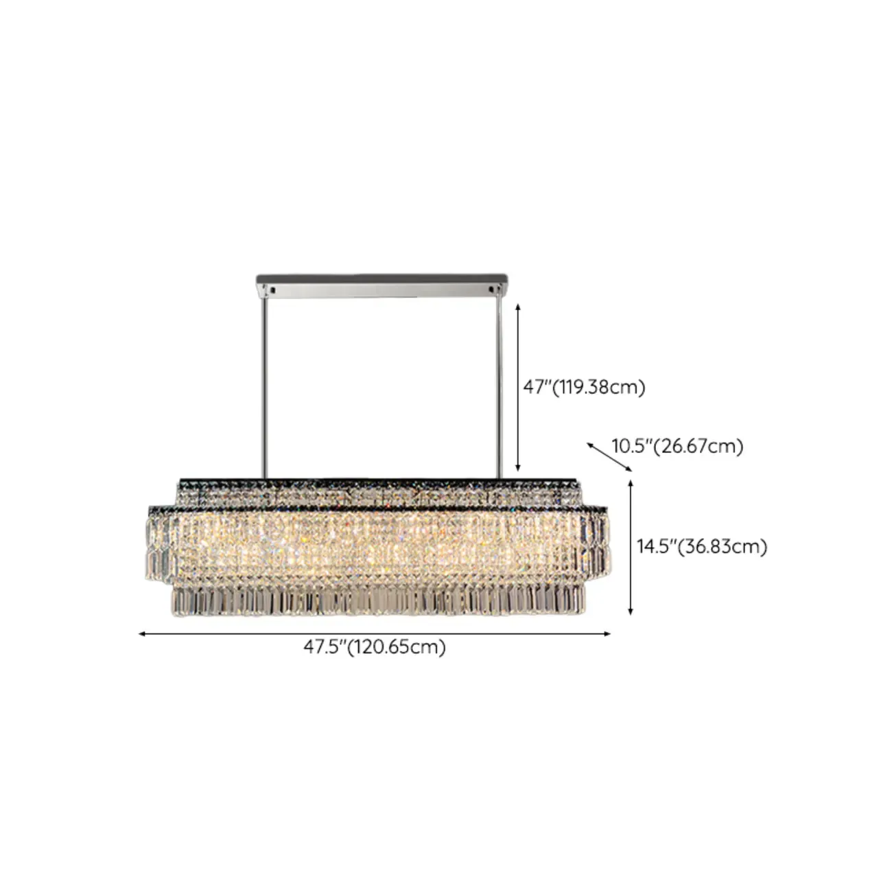 Modern Rectangle 2-Tier Crystal Pendant Light for Kitchen Island Image - 16
