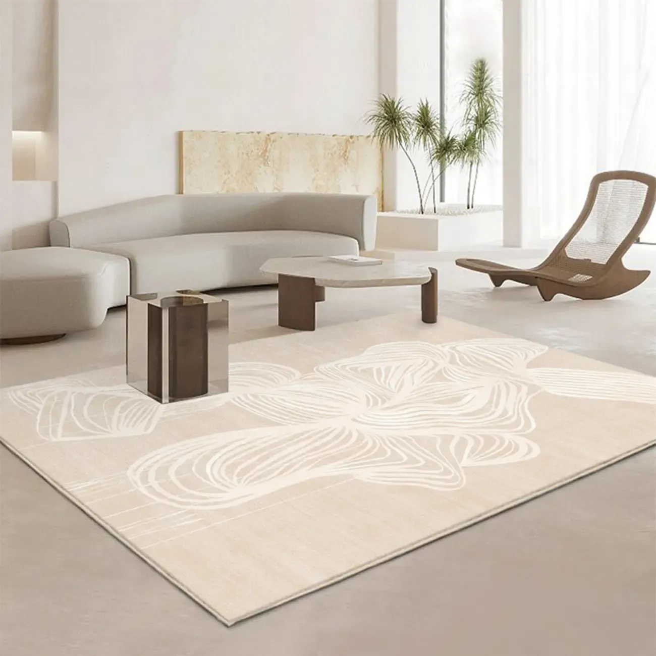Contemporary Anti-Slip Polyester Striped Rectangle Area Rug Image - 3