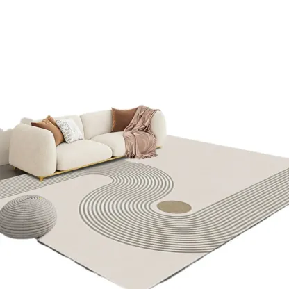 Contemporary Anti-Slip Polyester Striped Rectangle Area Rug Image - 9