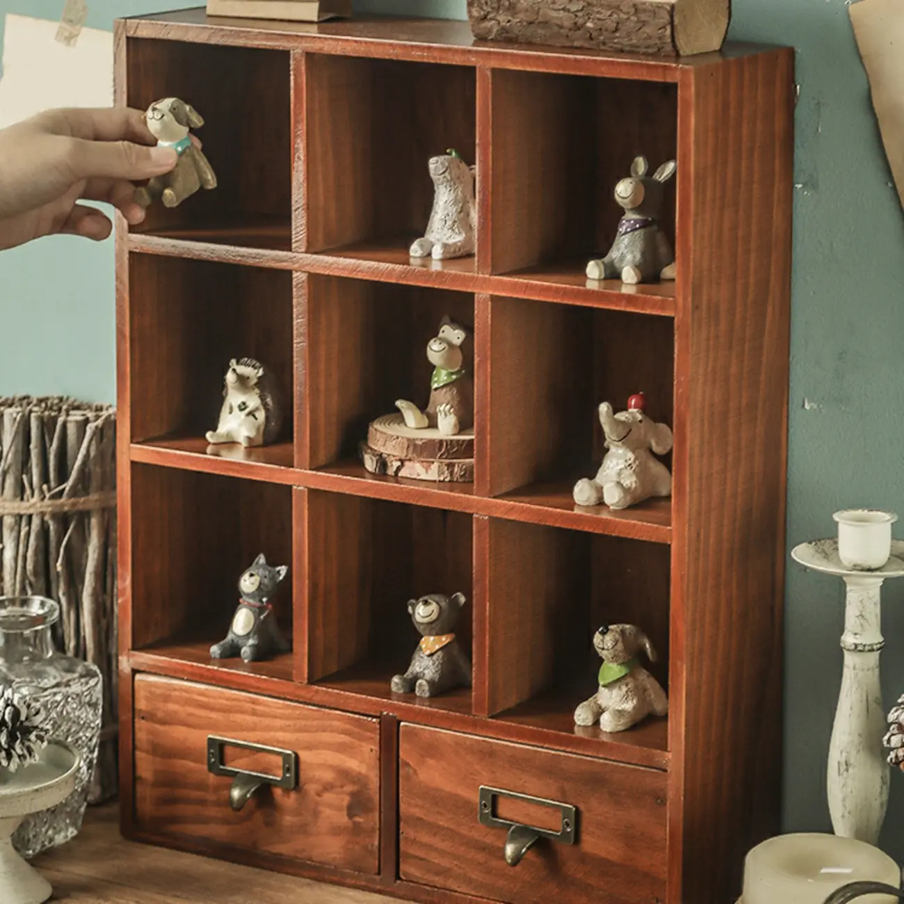 Elegant Freestanding Wooden Display Cabinet with Drawers Image - 4 | homeyfad