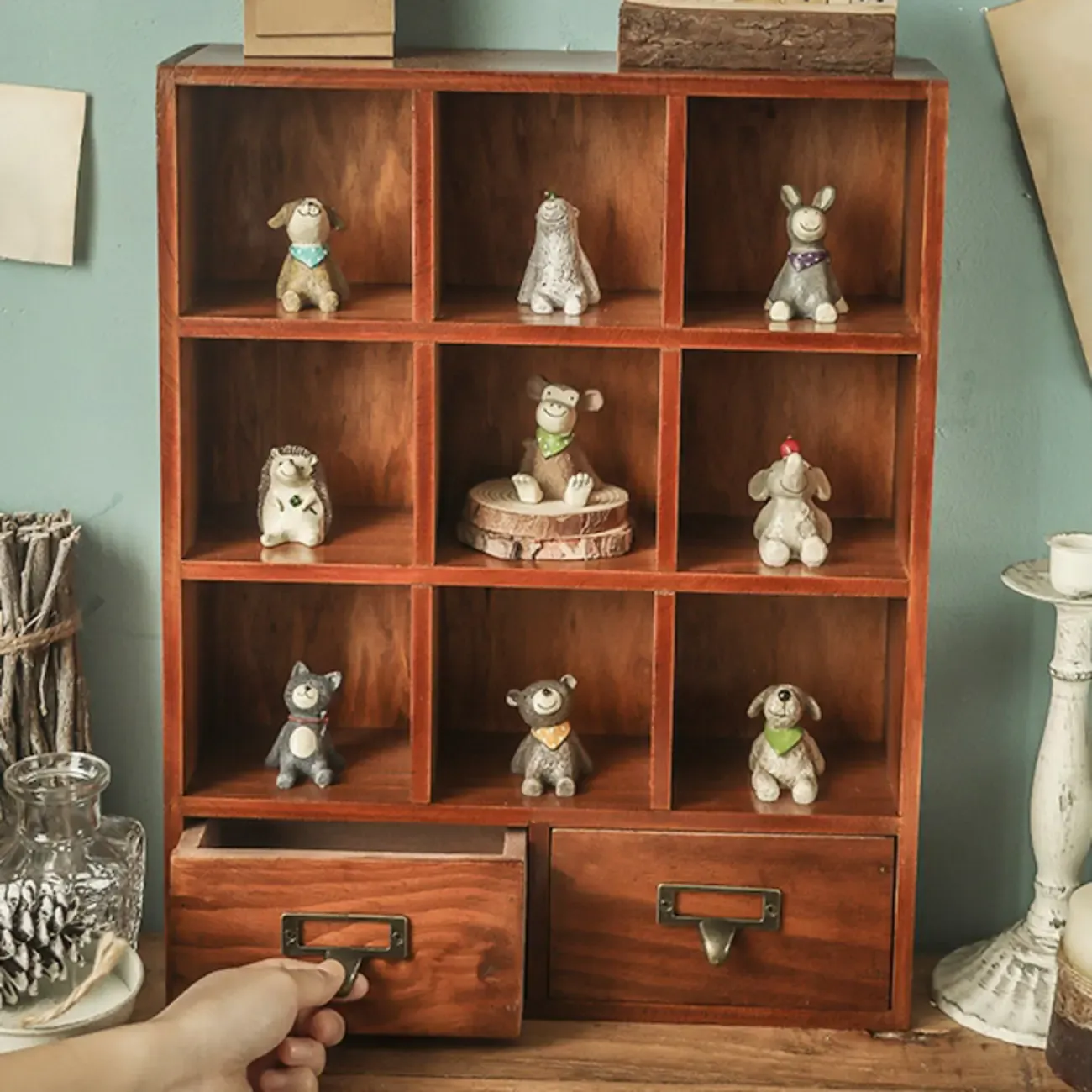 Elegant Freestanding Wooden Display Cabinet with Drawers Image - 5