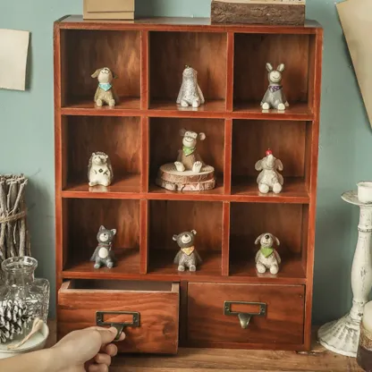 Elegant Freestanding Wooden Display Cabinet with Drawers Image - 5