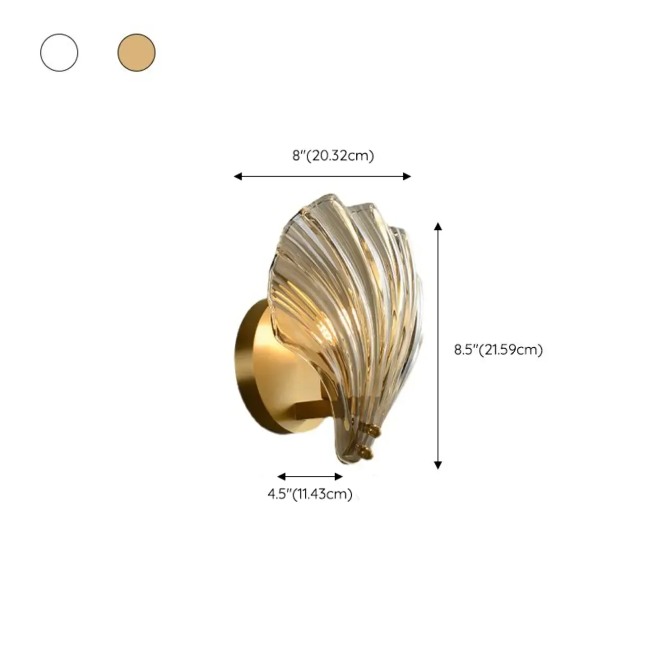 Modern Gold Shell Glass Vanity Wall Light for Bathroom