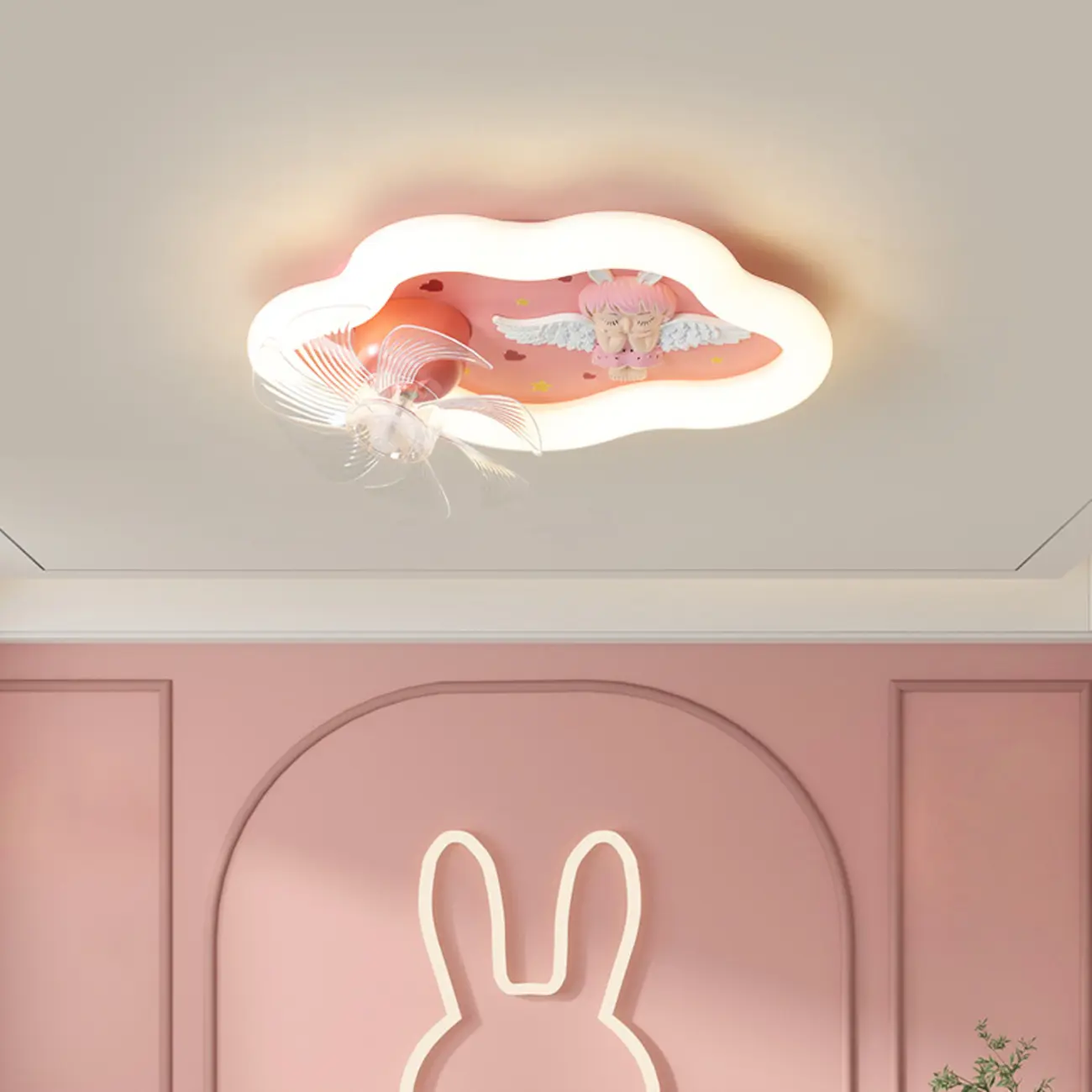 Pink Kids Room Ceiling Fan with Remote LED Light Image - 2 | homeyfad