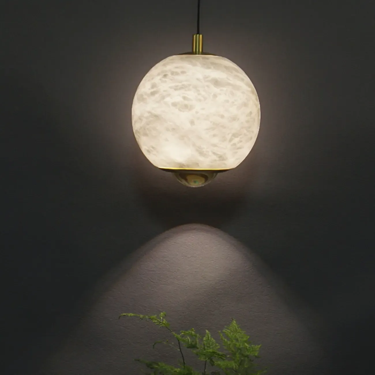 Modern Gold Globe Alabaster Kitchen Pendant Lighting Image - 15