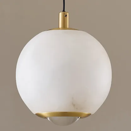 Modern Gold Globe Alabaster Kitchen Pendant Lighting Image - 17
