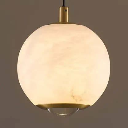 Modern Gold Globe Alabaster Kitchen Pendant Lighting Image - 18