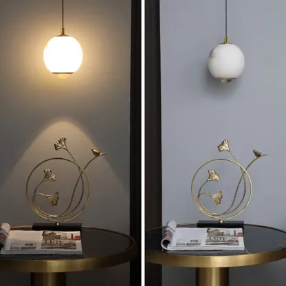 Modern Gold Globe Alabaster Kitchen Pendant Lighting Image - 5