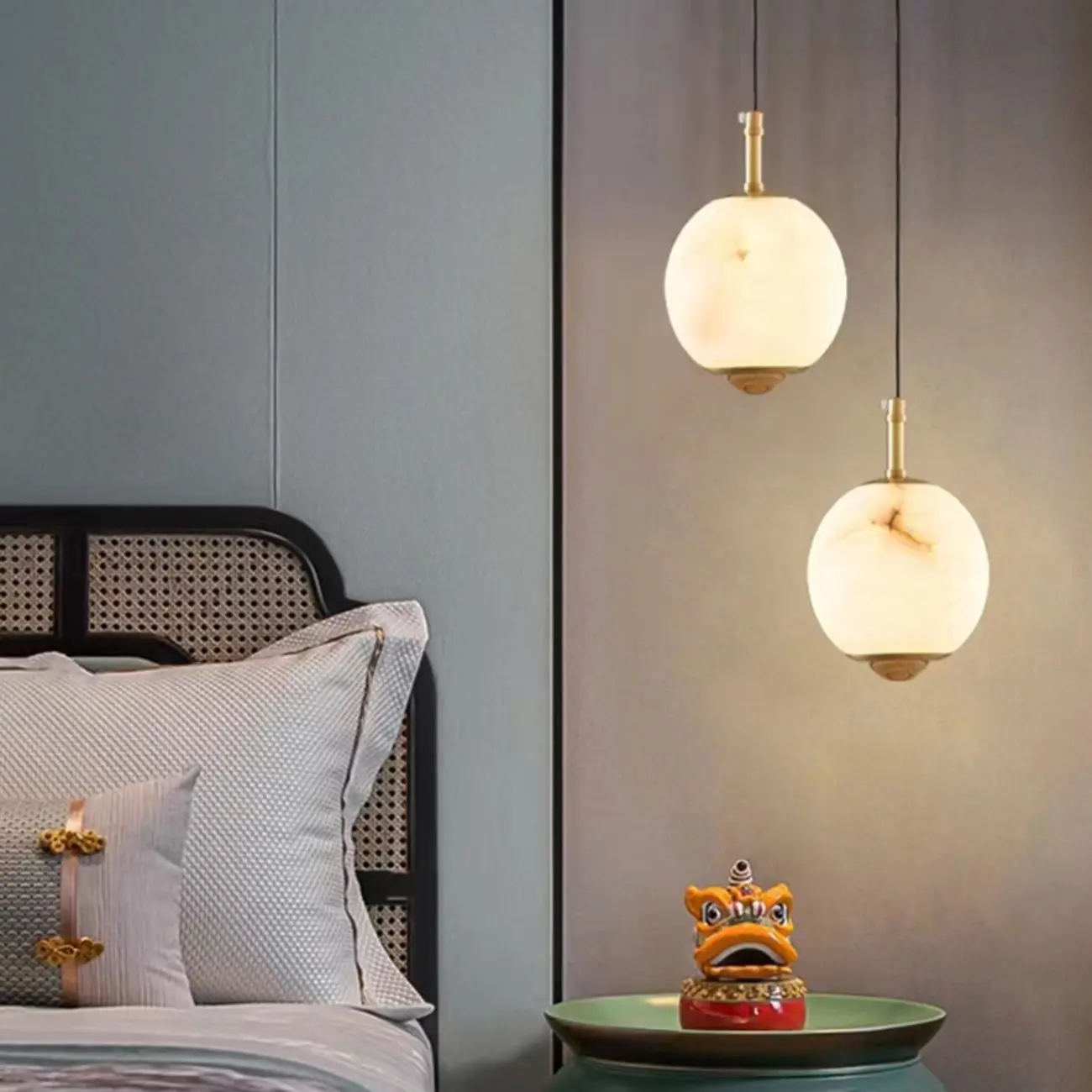 Modern Gold Globe Alabaster Kitchen Pendant Lighting Image - 1 | homeyfad