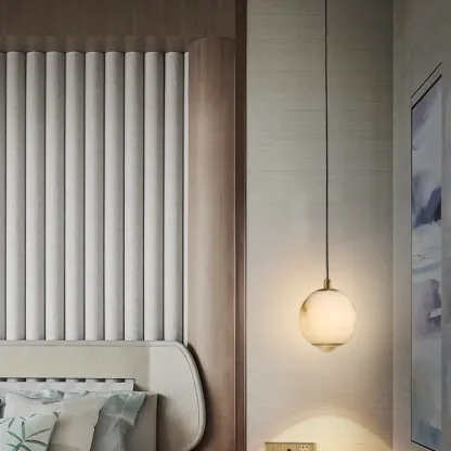 Modern Gold Globe Alabaster Kitchen Pendant Lighting Image - 6