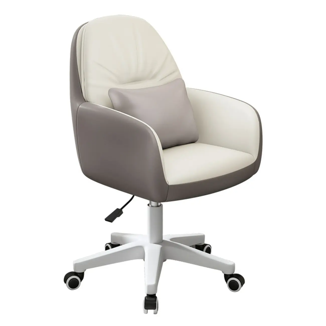 Modern White Grey Leather Swivel Office Chair Image - 9 | homeyfad
