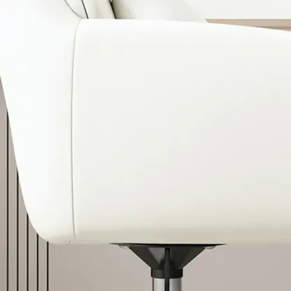 Modern White Grey Leather Swivel Office Chair Image - 7
