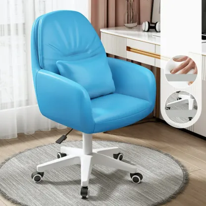 Modern White Grey Leather Swivel Office Chair Image - 18