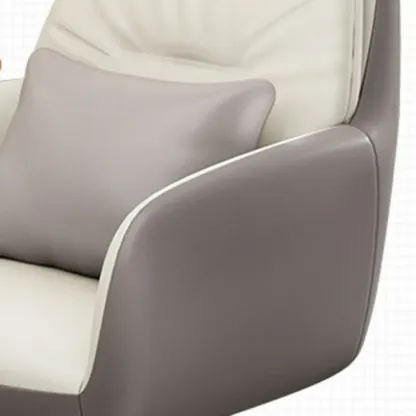Modern White Grey Leather Swivel Office Chair Image - 8