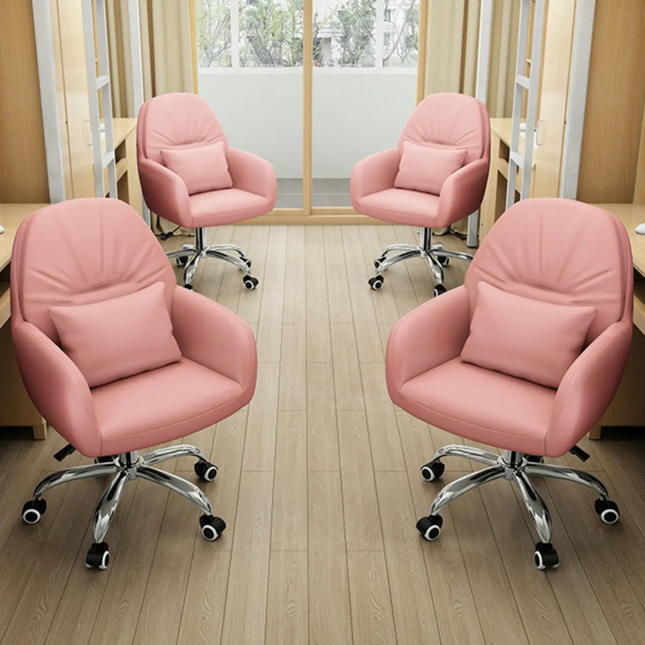 Modern White Grey Leather Swivel Office Chair Image - 4 | homeyfad