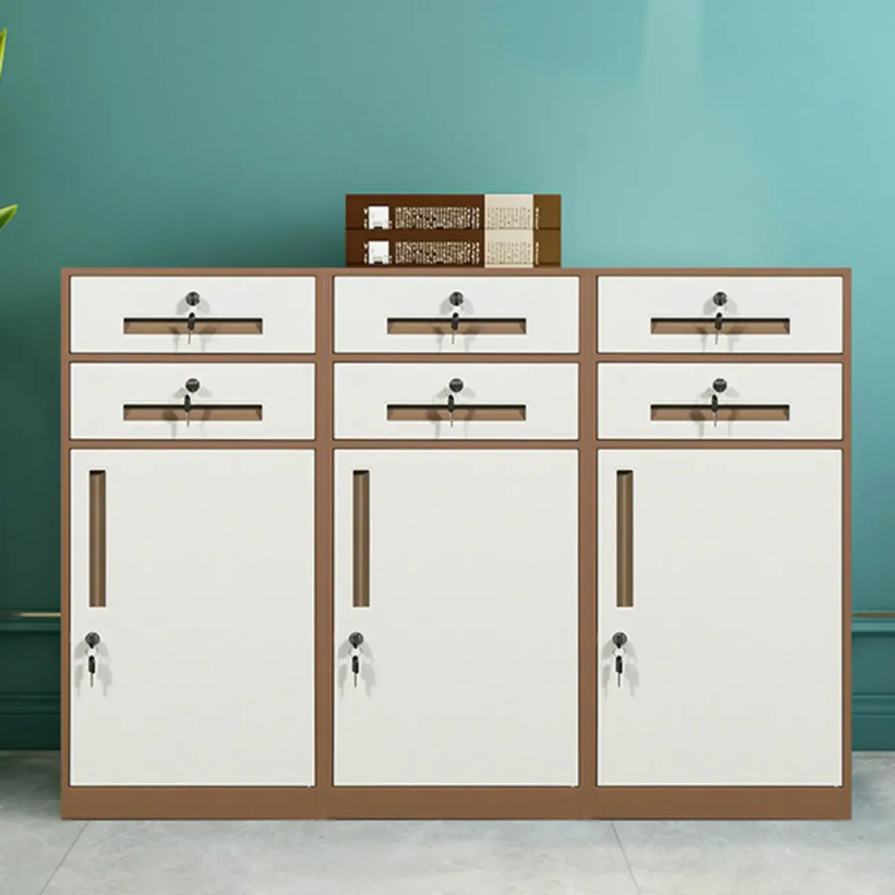 Modern Steel Vertical Filing Cabinet with Key Lock for Office Image - 3