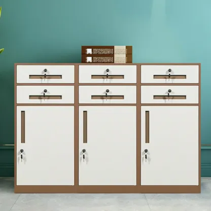 Modern Steel Vertical Filing Cabinet with Key Lock for Office Image - 3