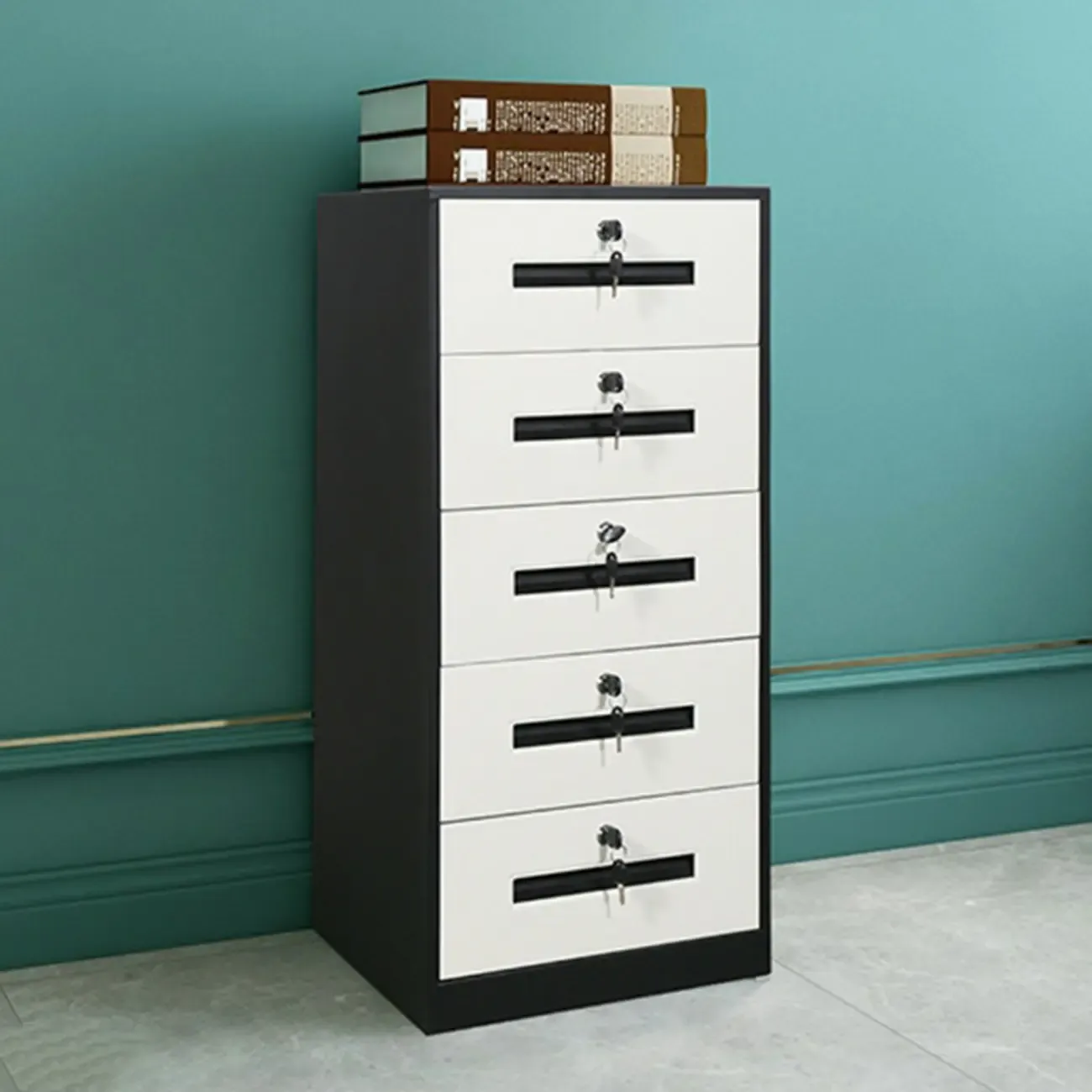 Modern Steel Vertical Filing Cabinet with Key Lock for Office Image - 2