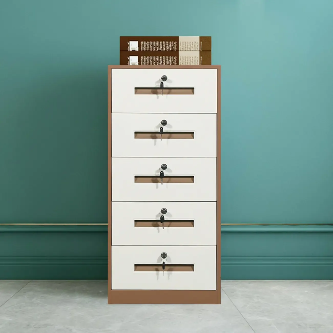 Modern Steel Vertical Filing Cabinet with Key Lock for Office Image - 1